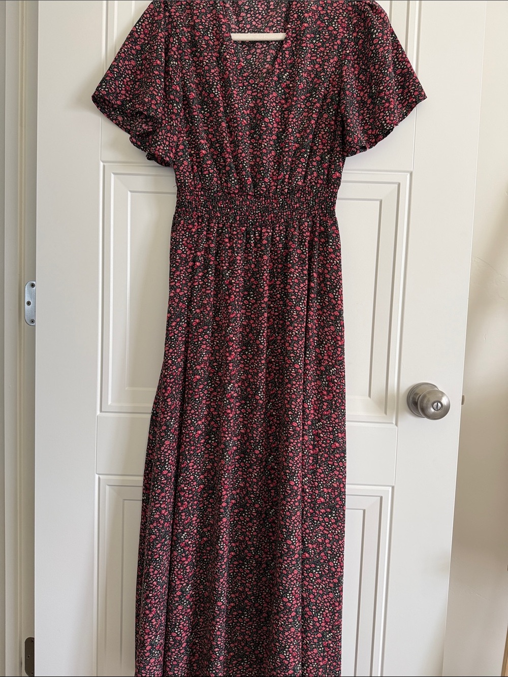 Romantic Floral V-Neck Smocked Waist Maxi Dress